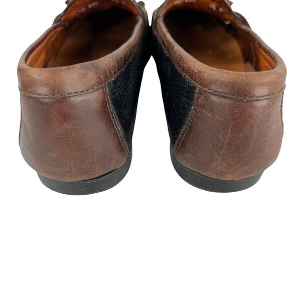 Johnston & Murphy Passport 2 Tone Black/Brown Leather Loafers w Tassels Size 9.5 main image 6